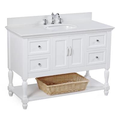 KitchenBathCollection Beverly 48" Bathroom Vanity with Quartz Top