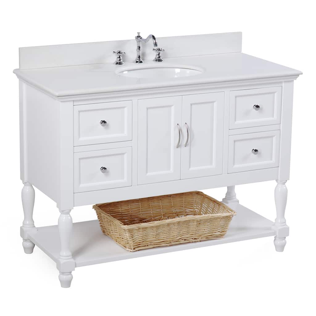 KitchenBathCollection Beverly 48" Bathroom Vanity with Quartz Top