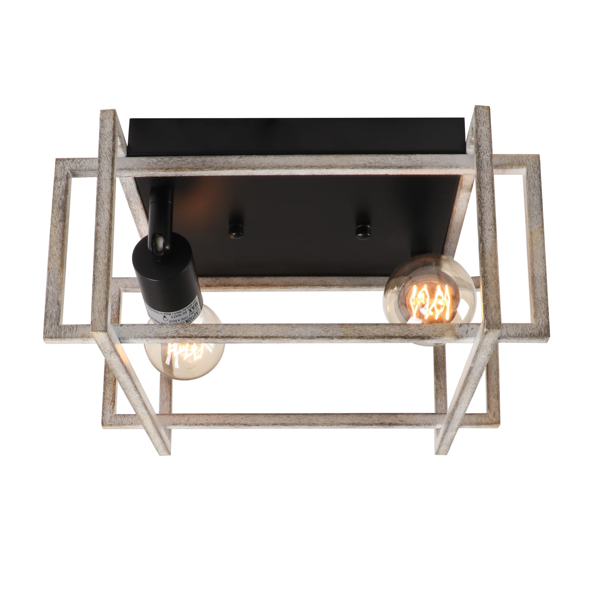 Anmytek Semi Flush Mount Rustic Square 2-Light Ceiling Light Fixture for  Hallway Bedroom Kitchen Dining Room - Overstock - 37909800, image size:2000x2000