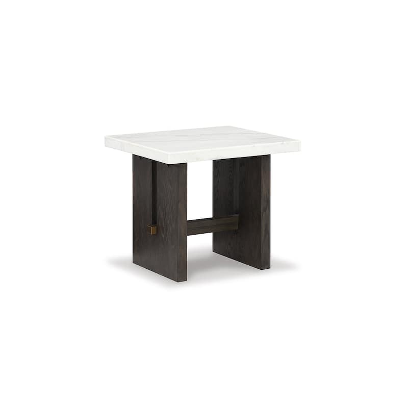 Signature Design by Ashley Burkhaus White / Dark Brown Rectangular End Table - 26"W x 24"D x 23"H