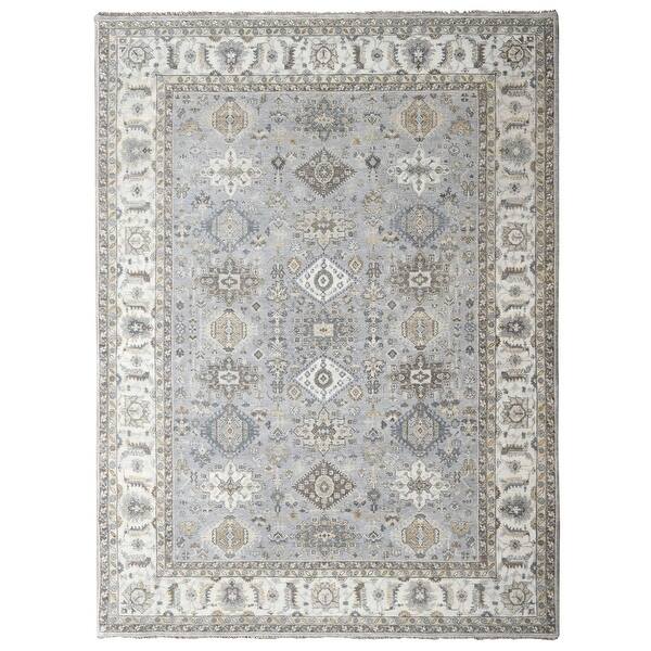 Shahbanu Rugs Stardew Gray, Karajeh Wool Geometric Patterns, Oriental