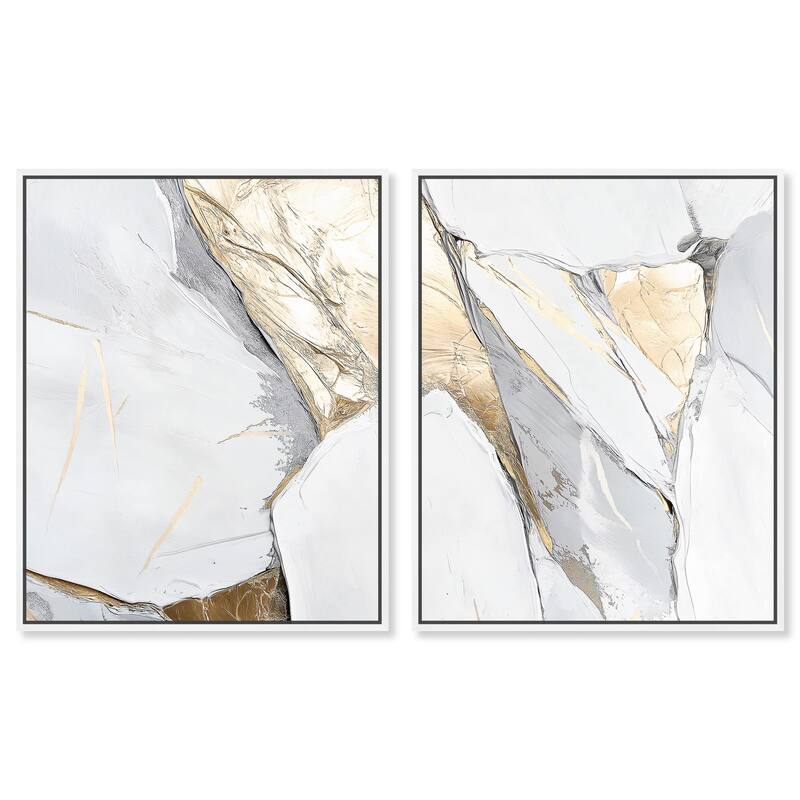 Cracks of Creation III Canvas Set of 2 by Art Remedy - 16" x 20" - White