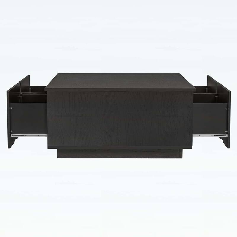 Square Coffee Table with 4 Drawers,Ample Storage and Sturdy Construction