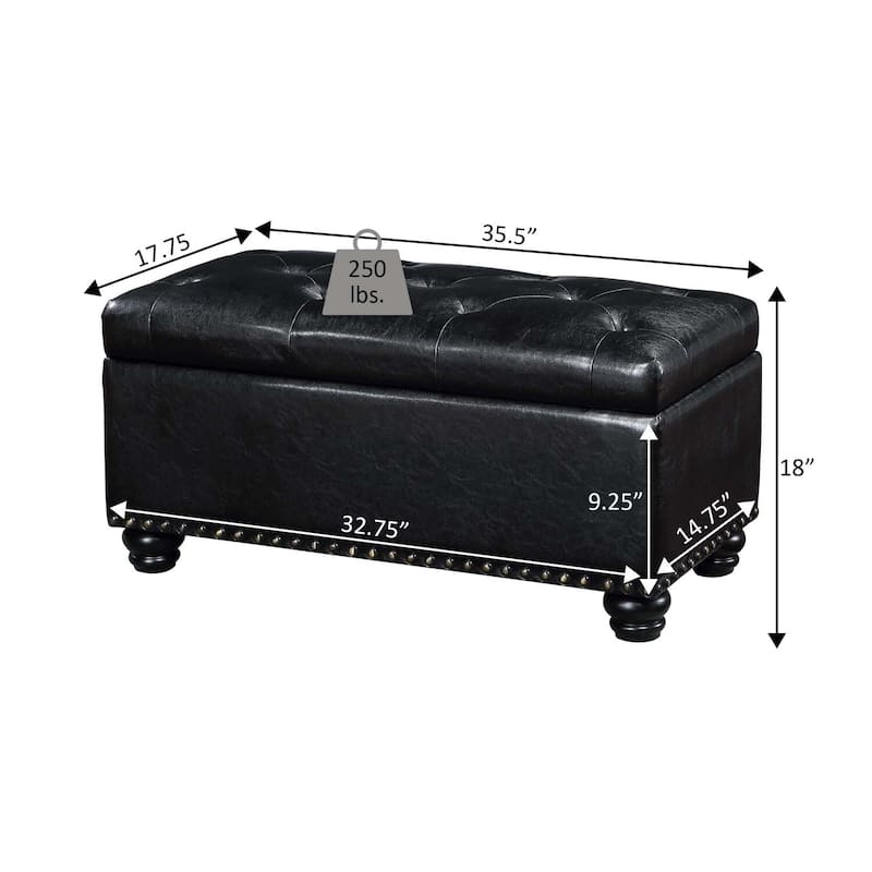 Storage Ottoman - Upholstered Accent Bench with Lift-Top Storage, Comfortable Seating, and Versatile Modern Design