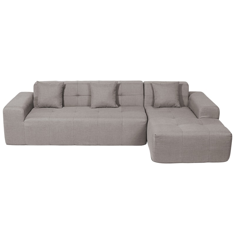 Outdoor Modern Sectional Sofa with L-Shape Chaise, Minimalist Modular Couch, No Assembly Required