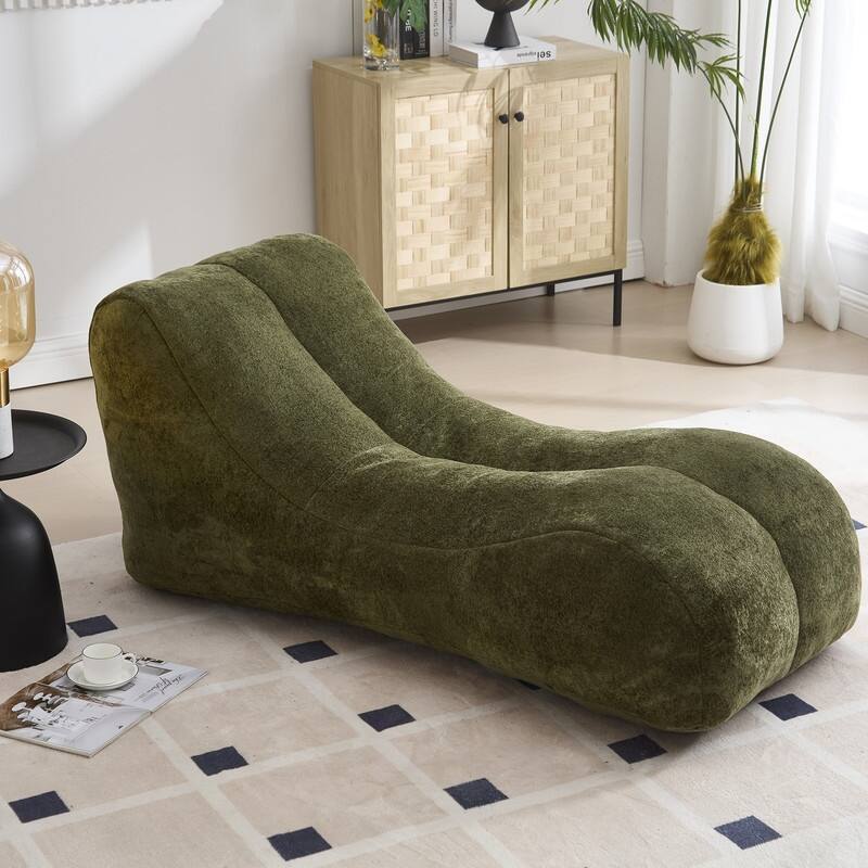 Premium Comfort Bean Bag Chair for Adults - Ergonomic Lounger with High-Resilience Sponge Filling - Olive Green