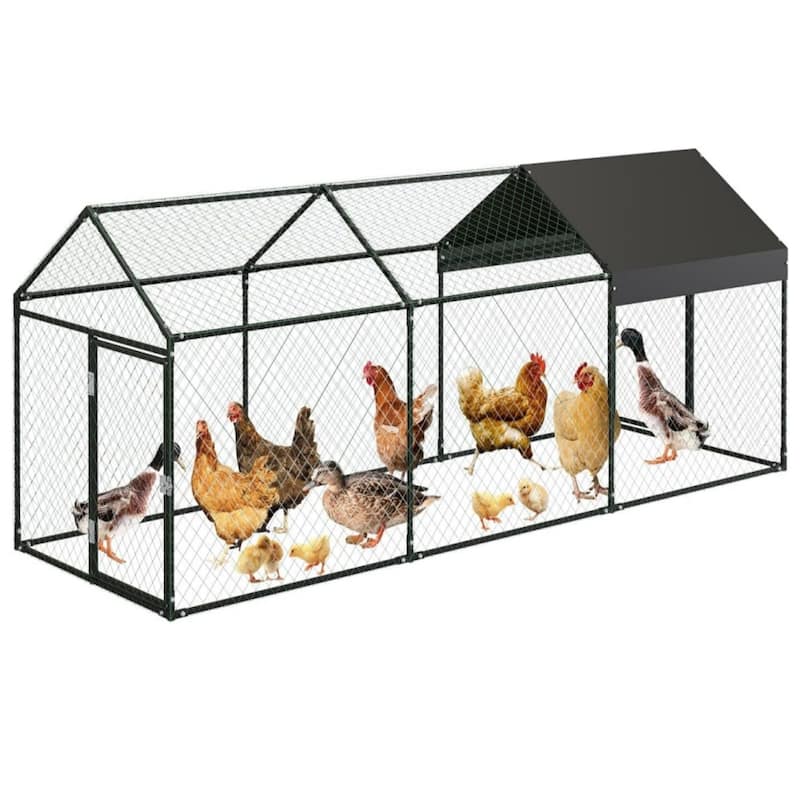 120"×40"×40" Large Metal Poultry Cage Walk in Hen House Black - Black