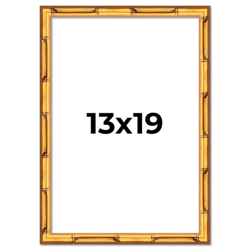 13x19 Frame Gold Bamboo Solid Wood Picture Frame | 1 Inch Moulding