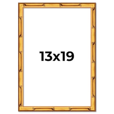 13x19 Frame Gold Bamboo Solid Wood Picture Frame | 1 Inch Moulding