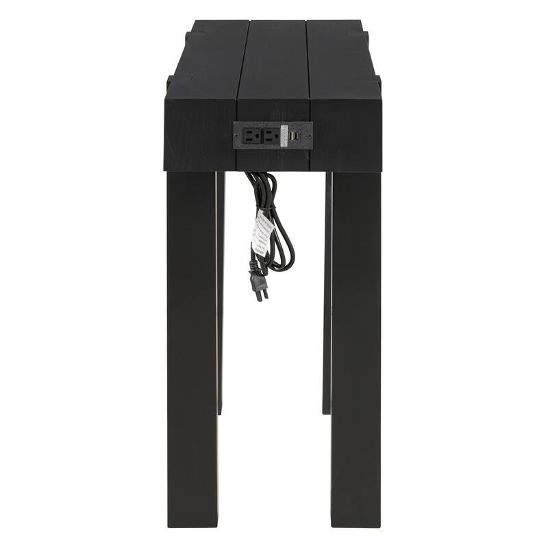 Modern 47.2" Wooden Console Table with Hidden Drawer and Side Power Outlet for Entryway or Living Room