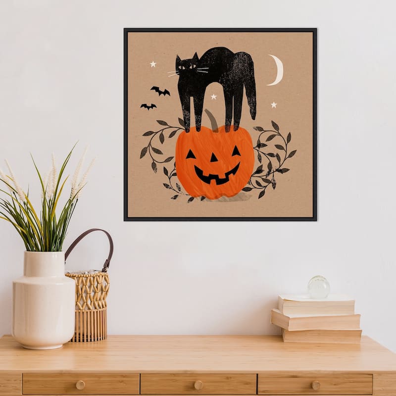 Amanti Art Halloween Cat I Framed Canvas Wall Art