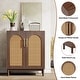 preview thumbnail 15 of 19, Set of 2 Rattan Sideboard, 59 Inch Buffet Cabinet with Doors, Accent Cabinet