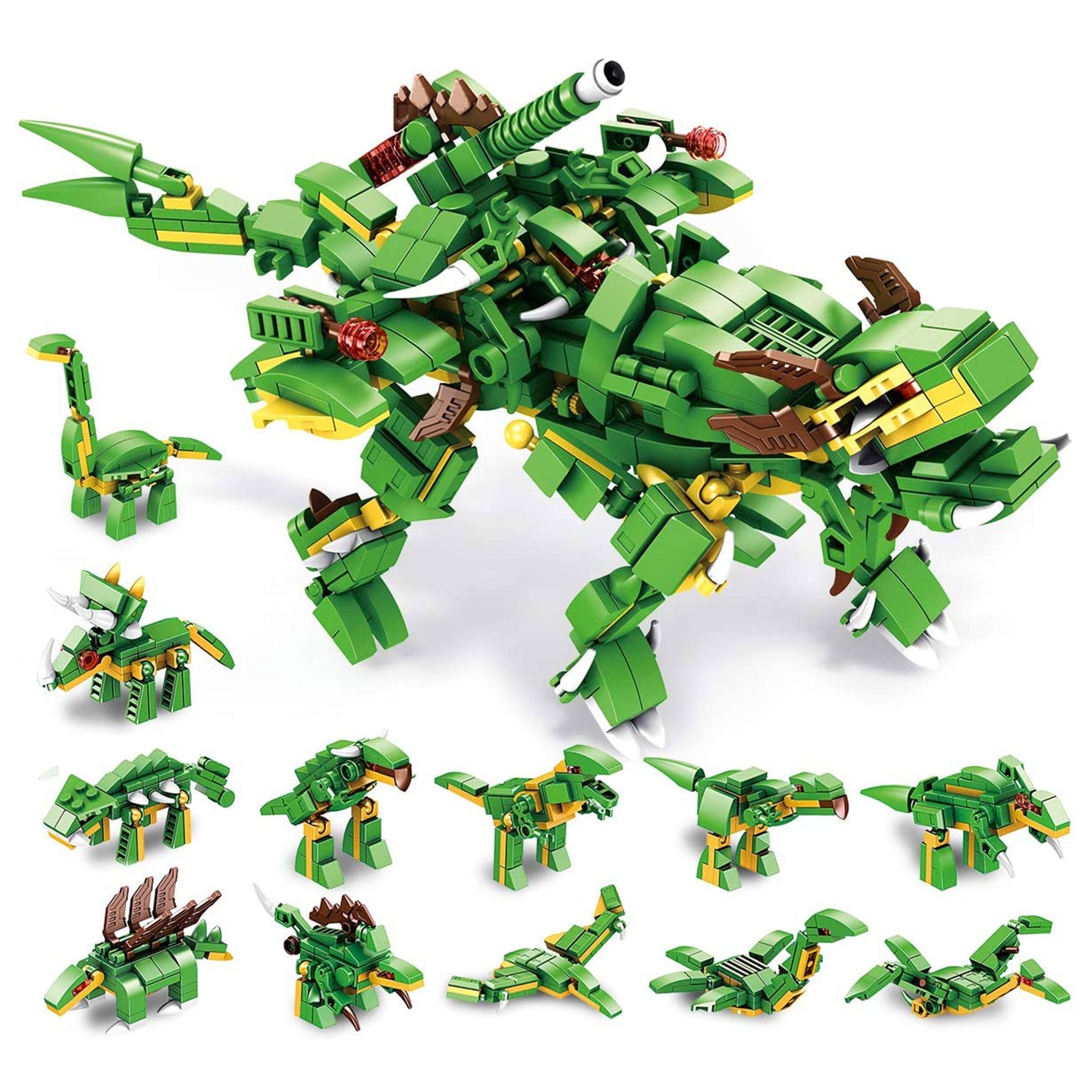 PANLOS 12 in 1 Dinosaur Model Building Brick Block, 577 Pieces