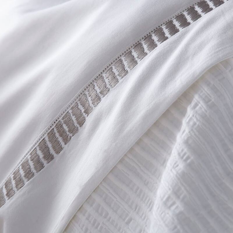 Savona Sheet Set, Embroidered Grey