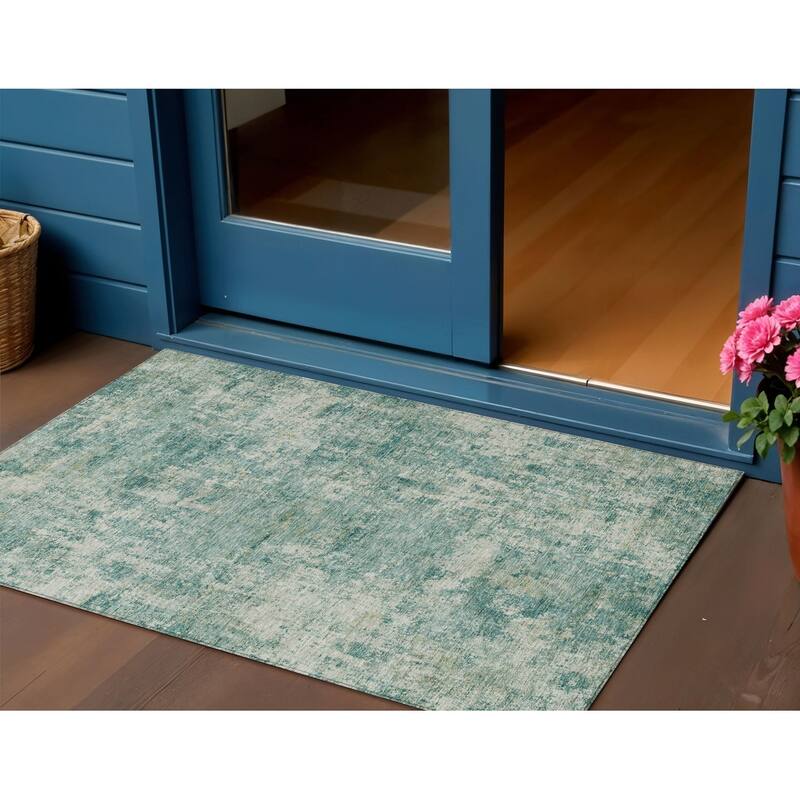 HomeRoots Abstract Transitional Rectangle Outdoor Rug - 3' x 5'
