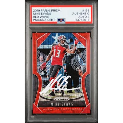 Mike Evans 2019 Panini Prizm Red Wave Signed Card #192 Auto Graded PSA 8 37/149 - 8' x 11'