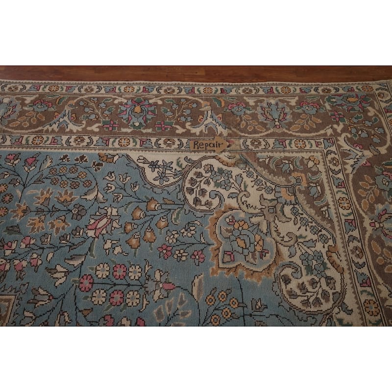 Blue Tabriz Persian Vintage Area Rug Handmade Wool Carpet - 9'9"x 12'3"