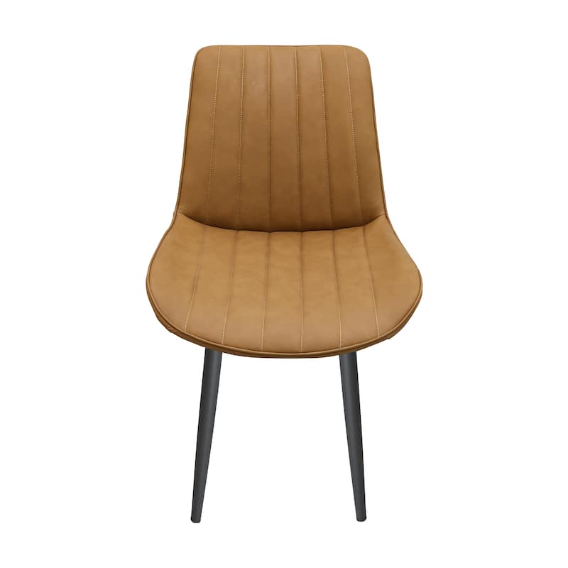 PU Leather Dining Chair with Metal Legs, Wave Pattern Upholstered Armless Chair Set of 6 for Kitchen, Living
