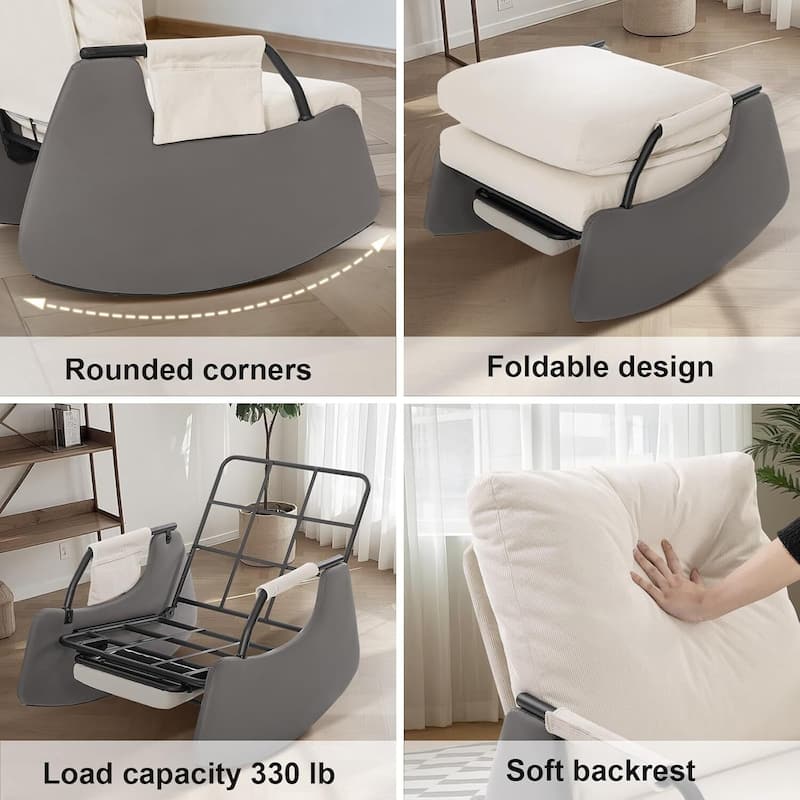 Upholstered Recliner Rocking Chairs for Living Room, Bedroom, Garden - 1PC