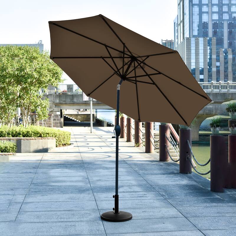 Lopes 9-Foot Patio Umbrella with Ceramic Base Included - Coffee
