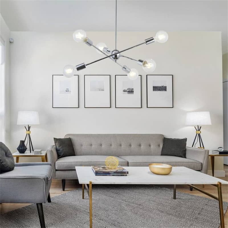 6-Light Mid-Century Sputnik Chandelier