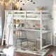 preview thumbnail 18 of 31, Stylish & Simple Twin Size Loft Bed with Desk and Shelves, Two Built-in Drawers, Safety Guaranteed, Multifunctionl Design, Gray