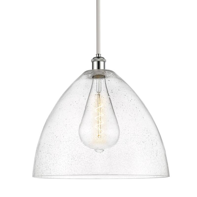 Innovations Lighting 516-1S-17-16 Bristol Pendant Bristol Glass 16" - White and Polished Chrome / Seedy