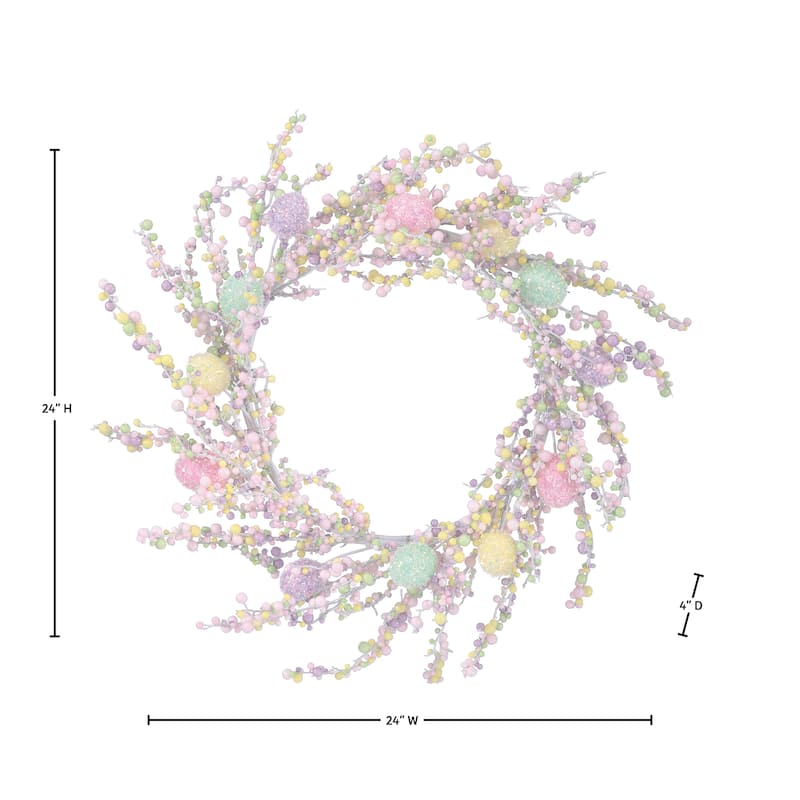 26" Iridescent Glitter Berry And Egg Wreath