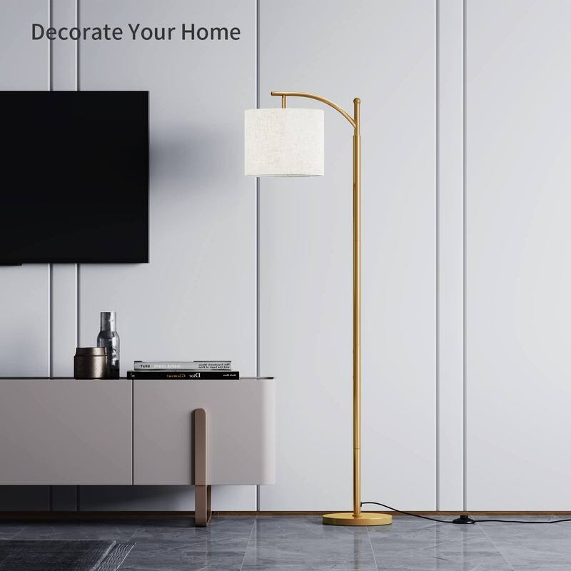 Arc Floor Lamp with 3 Color Temperatures,Rattan with Remote Control,Black Dimmable Standing Lamp with Wicker Lamp Shades