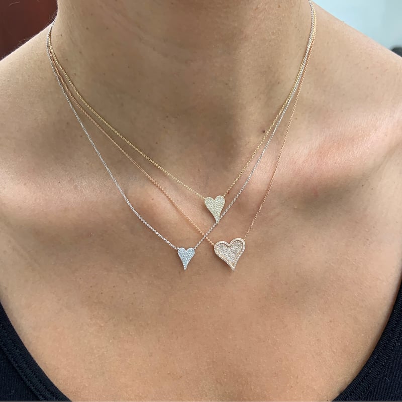 Joelle Collection Diamond Pave Heart Pendant 1/10 Cttw. 14K Yellow Gold Heart Necklace