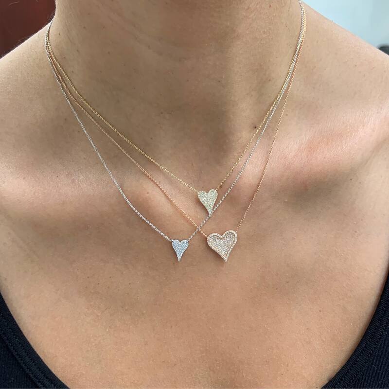 Joelle Collection Joelle Collection Diamond Pave Heart Pendant Necklace 1/5 ct.14K White Gold