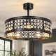 preview thumbnail 7 of 105, Caged Ceiling Fan with Light and Remote, 11.8–28 Inch Low Profile Fandelier, 6-Speed Quiet DC Motor, Black/Satin Nickel