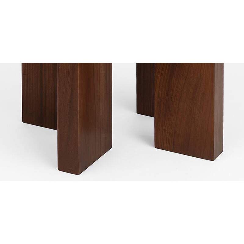 Tiles Top Round Wooden End Table - 17.75" - Brown