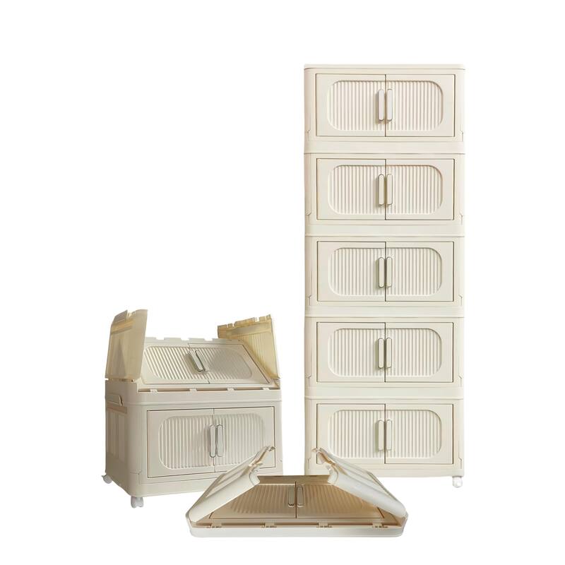 Plastic Storage Rack with Wheels Multi Layer Foldable Organizer Durable PP Material for Home and Office