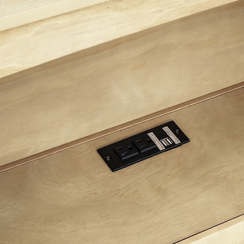 Twin Size Daybed Bed with Two Drawers, Storage Cabinets and USB Ports, Wooden L Shaped Storage Bed for Bedroom