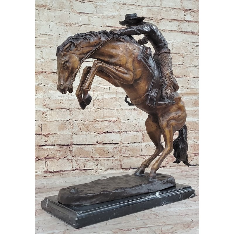 Frederic Remington Wooly Chaps Bronze Sculpture Western Cowboy 16 Inches X 17 Inches