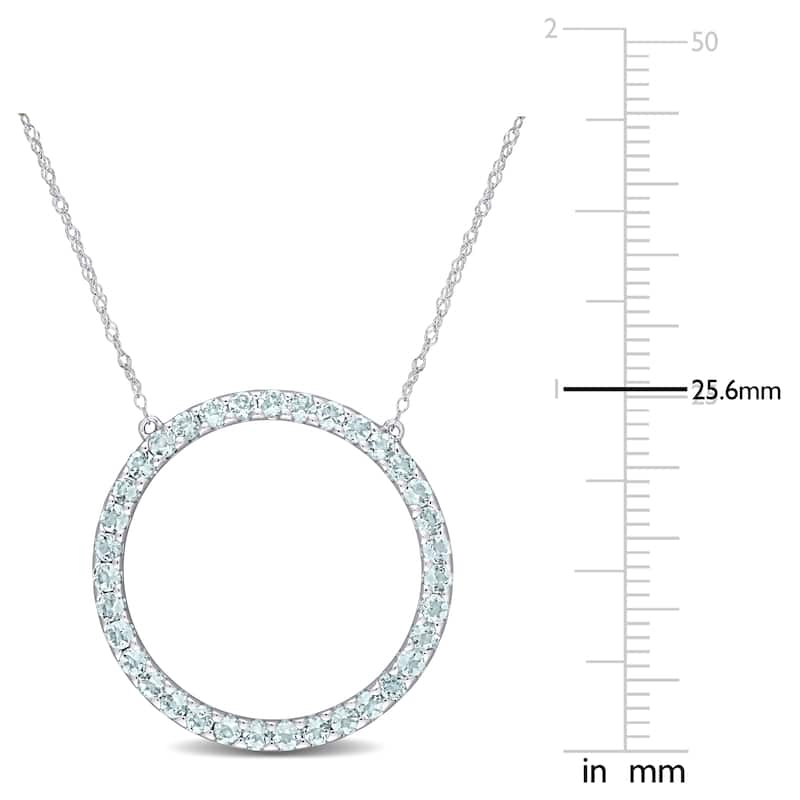 Miadora 10k White Gold Aquamarine Circle of Life Birthstone Necklace - 25.6 mm x 17 inch x 25.6 mm - 25.6 mm x 17 inch x 25.6 mm