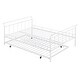 preview thumbnail 8 of 9, White Full Day Bed with Trundle Bed Twin, Metal Daybed with Trundle Twin Size and Curved Handle Headboard, Space Saving Daybed