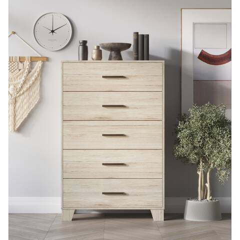 Stella Transitional Distressed Grey Finish 5-drawer Chest