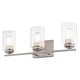 preview thumbnail 8 of 10, Park Ridge Bathroom Vanity Lighting Wall Fixture, Clear Glass Shade, Dimmable, LED Compatible, Over Mirror Mount Steel