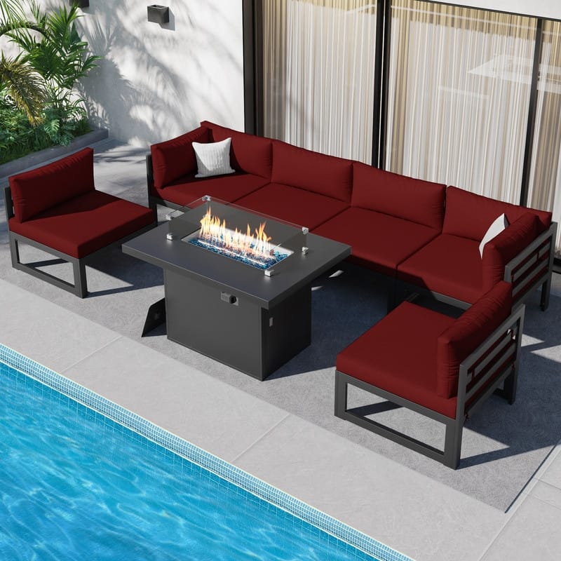 FINCATI Aluminum Outdoor Patio Furniture Conversation Sectional Sofa Set