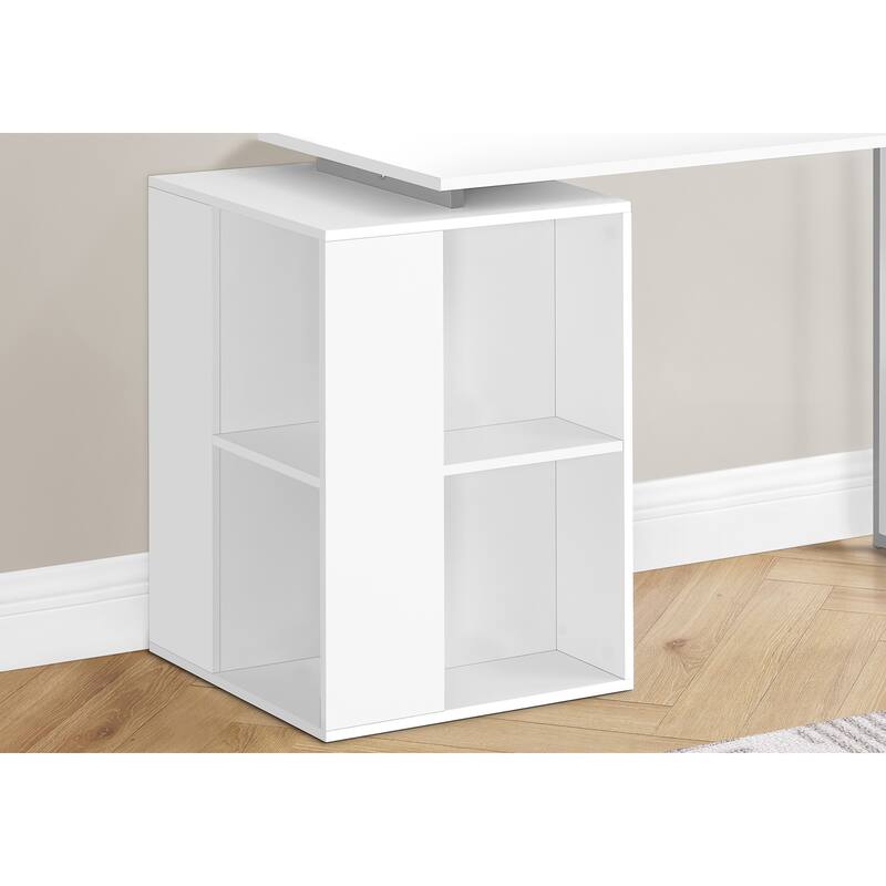 Computer Desk, Home Office, Left, Right Set-up, Storage Shelves, 55"l, Work, Laptop, White Laminate - White