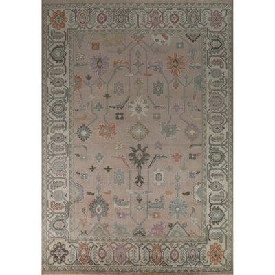 Floral Oushak Indian Area Rug Handmade Wool Carpet - 8'11" x 11'9"