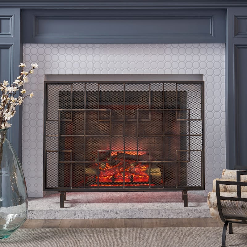 Alamance Modern Single Panel Fireplace screen by Christopher Knight Home - N/A