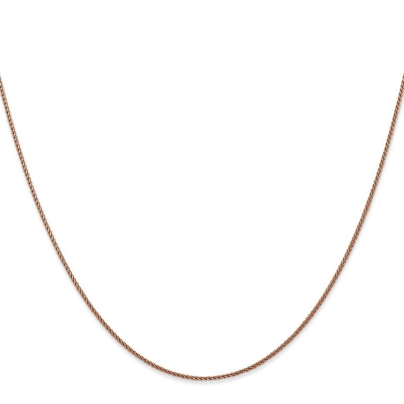 Curata Italian 14k Rose Gold 1mm Wheat Spiga Chain Necklace (Lobster) Options: 16 18 20 24