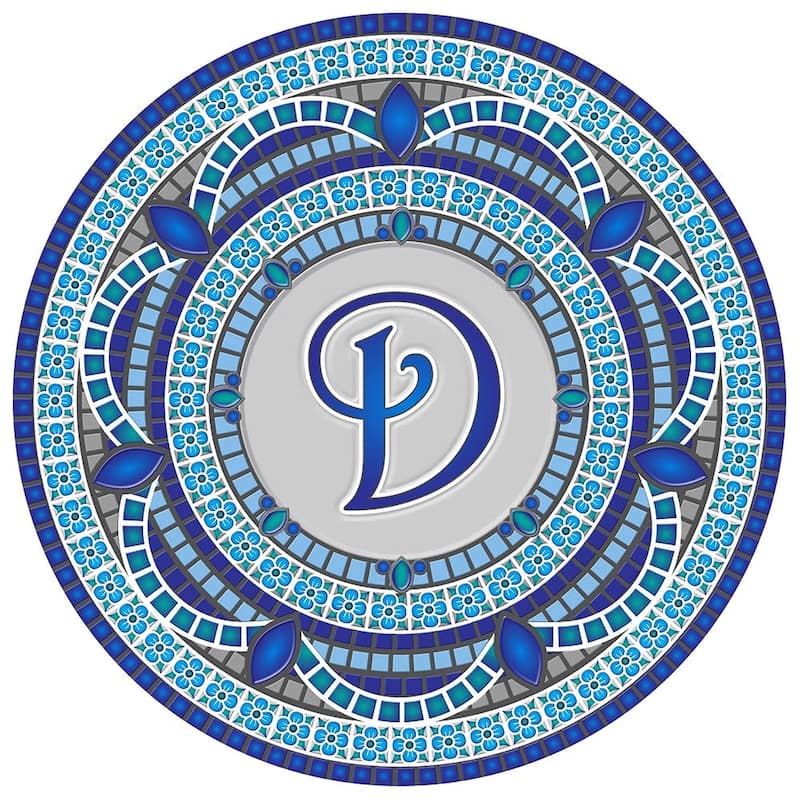 Custom Monogram Decorative Poolmat #1 - Mosaic Pool Art - 29" in Diameter - Letter "D"