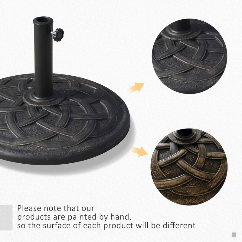 Heavy Duty Resin and Steel Outdoor Umbrella Base with Hand-Turn Knob Fits 1.5 to 1.89 Inch Poles - 21.5" x 13.5"