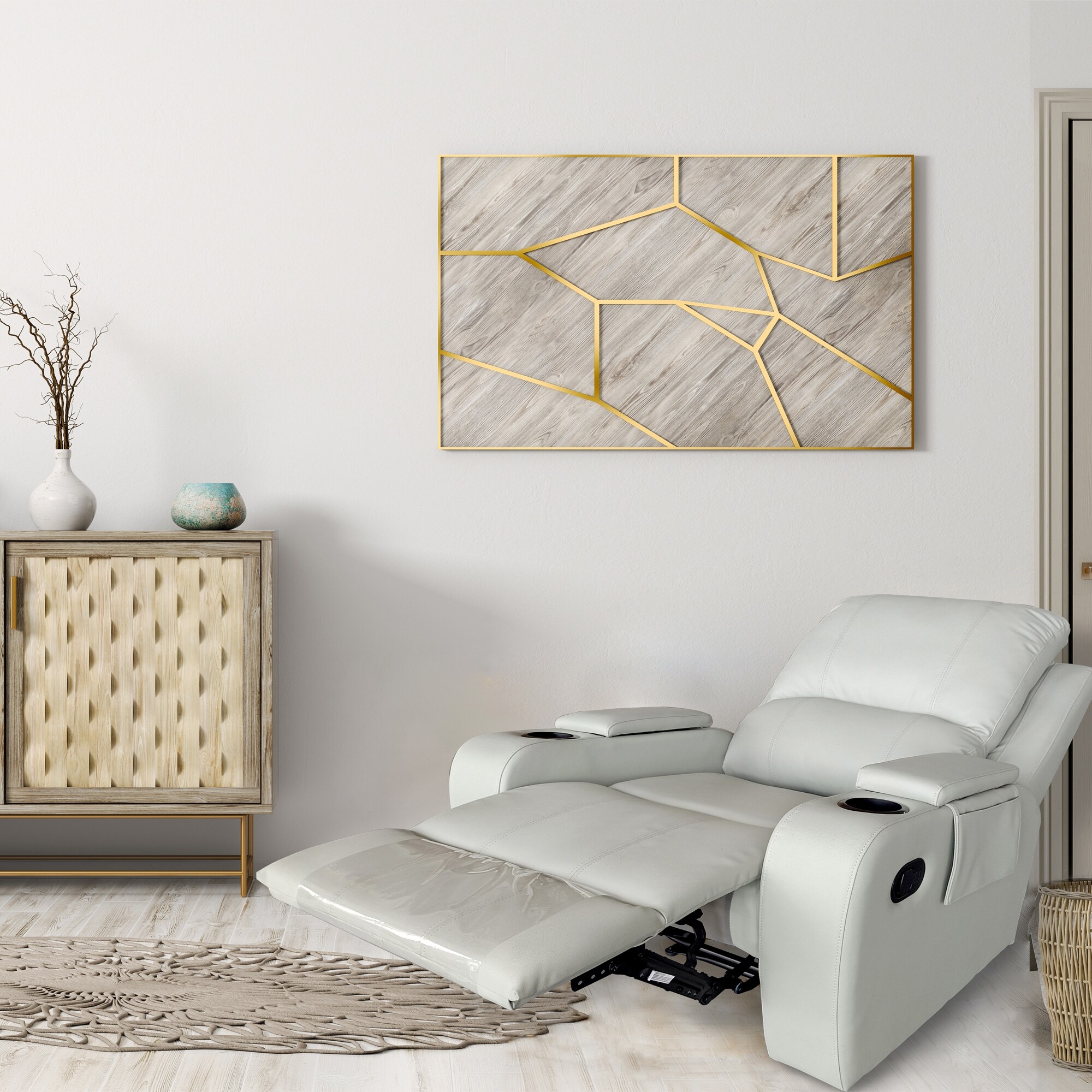 Light grey leather recliner chair deals