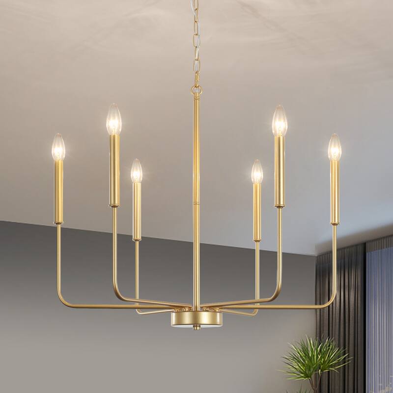 6-Light W26.18" x H66.92" Candle Chandelier for Living Room Kitchen Island