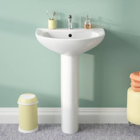 DeerValley Liberty 26" U-Shape Pedestal Bathroom Sink With Overflow